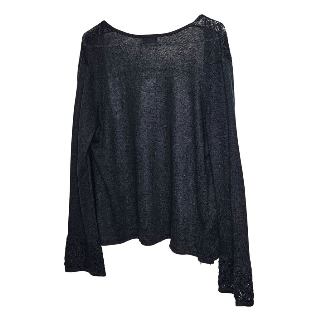 Pendleton Womens‎ Black Knit Cardigan Lace crochet Trim Size Medium Open Front - Picture 2 of 9